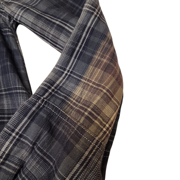 Free People Embellished Blue Plaid Buttondown Tunic Top S - Picture 11 of 16